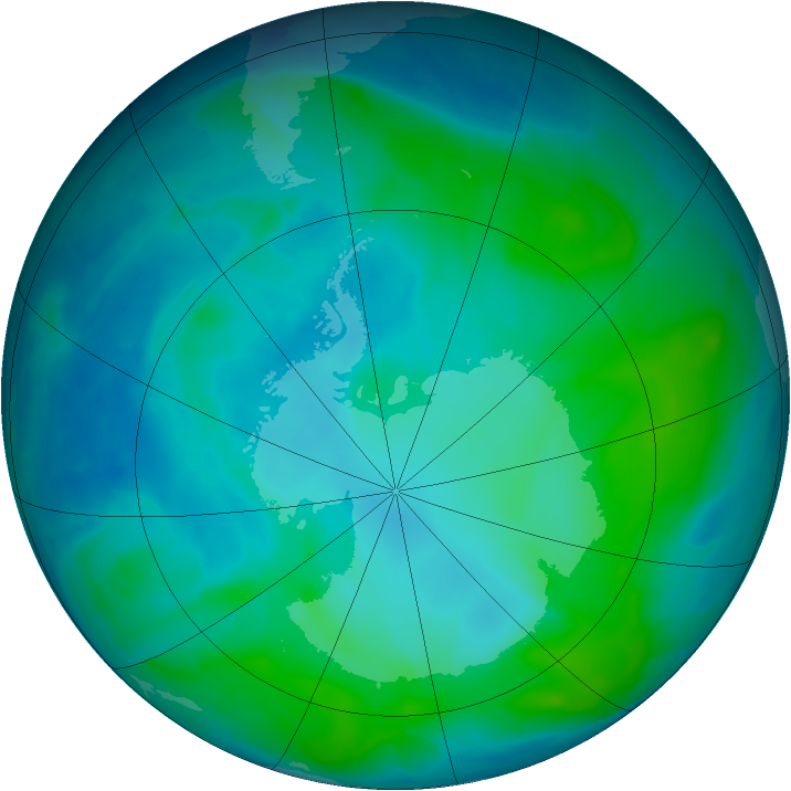 Antarctic ozone map for 24 January 2014